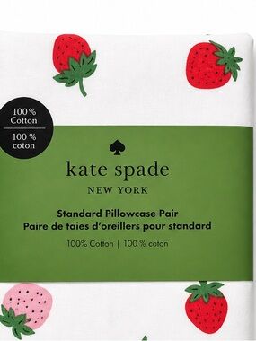 kate spade White Red Green Strawberry Print Pillowcase Pair
